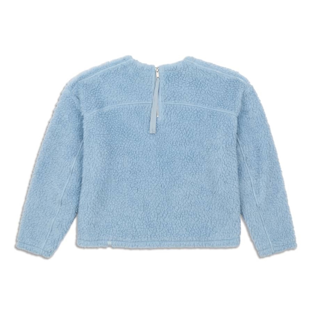 Lululemon Wool Whenever Crew Sweatshirt Size 8 Chambray Blue Sherpa Fleece - Picture 2 of 7